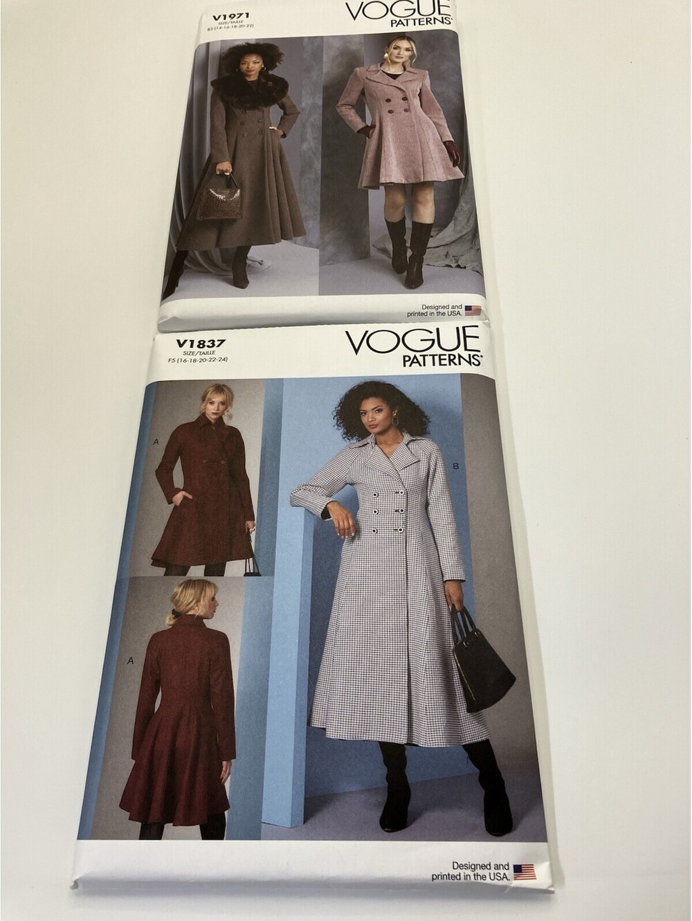 Lot Of 2 Vogue Sewing Patterns Women’s Coats V1837 & V1971 New
